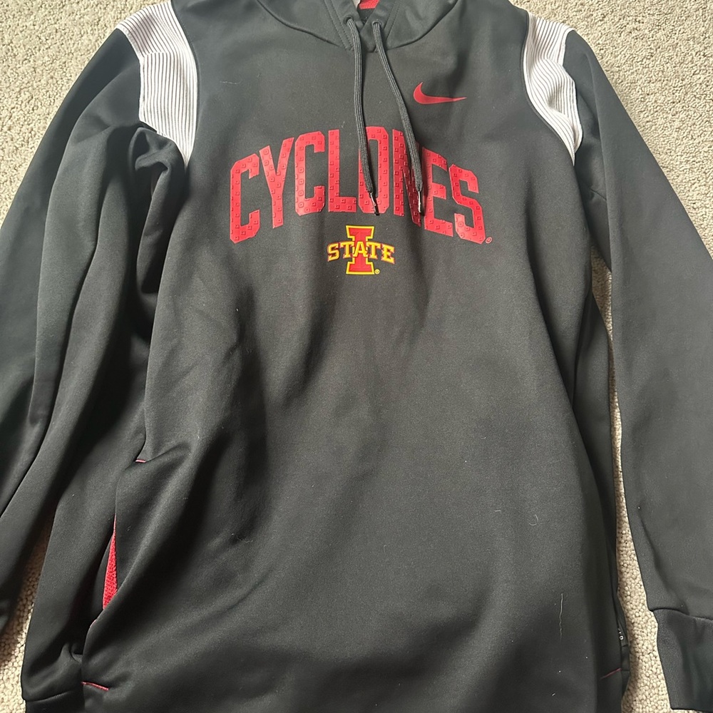Nike Black Hoodie with Red and Yellow Cyclones Logo